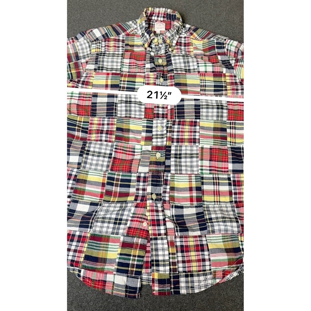 Brooks Brothers 346 Mens Patchwork Madras Plaid Short Sleeve Button Down Shirt M - Picture 4 of 7